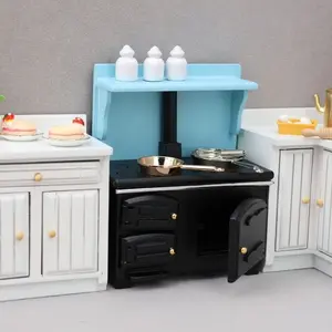 1:12 Mini Dollhouse Kitchen Stove Micro Scene Vintage Black Range Christmas Easter New Year Gift