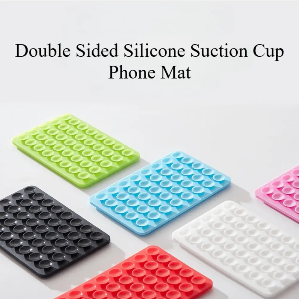 Double Sided Silicone Suction Cup Phone Mat 40 Dots Reusable Anti-Slip Phone Holder Sticker Multipurpose Universal Wall Mount Phone Back Suction Pad