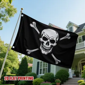 Iconic Jolly Roger Pirate Flag - Banner with Detailed Skull & Crossbones, 2x3ft & 3x5ft Lightweight Flag for Home, Yard & Pirate Enthusiast Decor