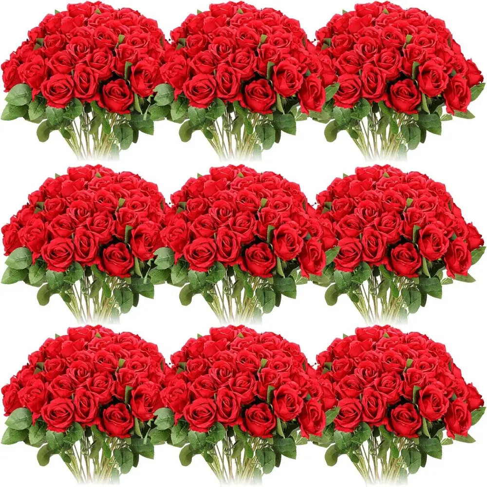 96-Piece Bulk Artificial Silk Roses, Lifelike Long-Stem Bouquets, Decorative Centerpieces for Juneteenth, Carnival, Daily Home Decor, Music Festival Casual Gatherings