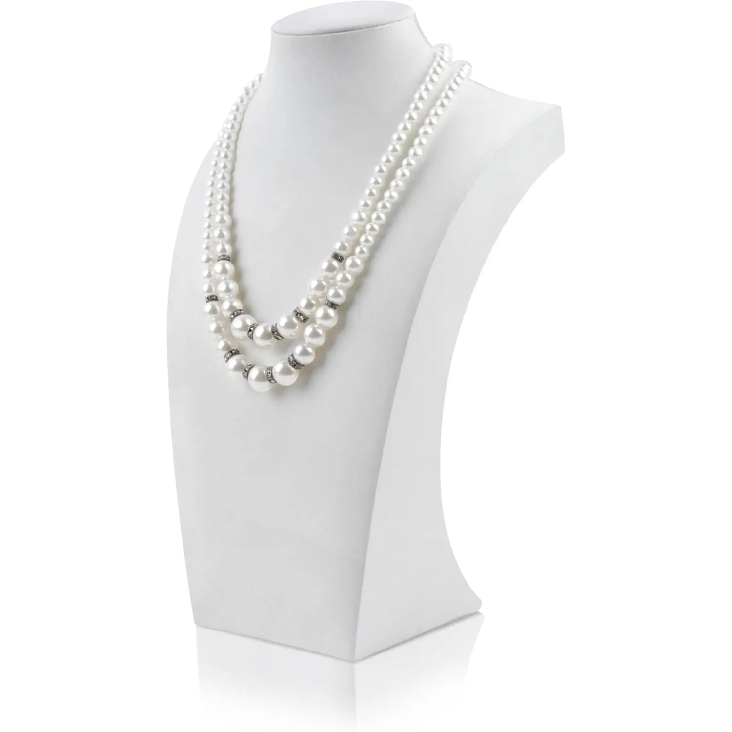 White PU Leather Necklace Display Bust - Durable Mannequin Form, 9.8x5.7 Inches, 1-Unit Photography Aid for Boutique Display & Home Organization, One Unit