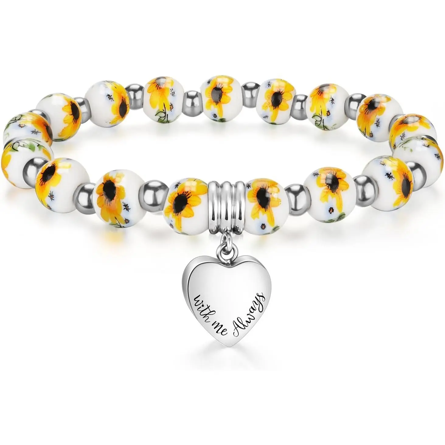 Women's Heart Urn Bracelet for Ashes, 316L Stainless Steel Stretchable Chain Jewelry, Memorial Keepsake Gift with Secure Screw, Ash, Memorial Gift, Thanksgiving, Secure Seal, Small Capacity