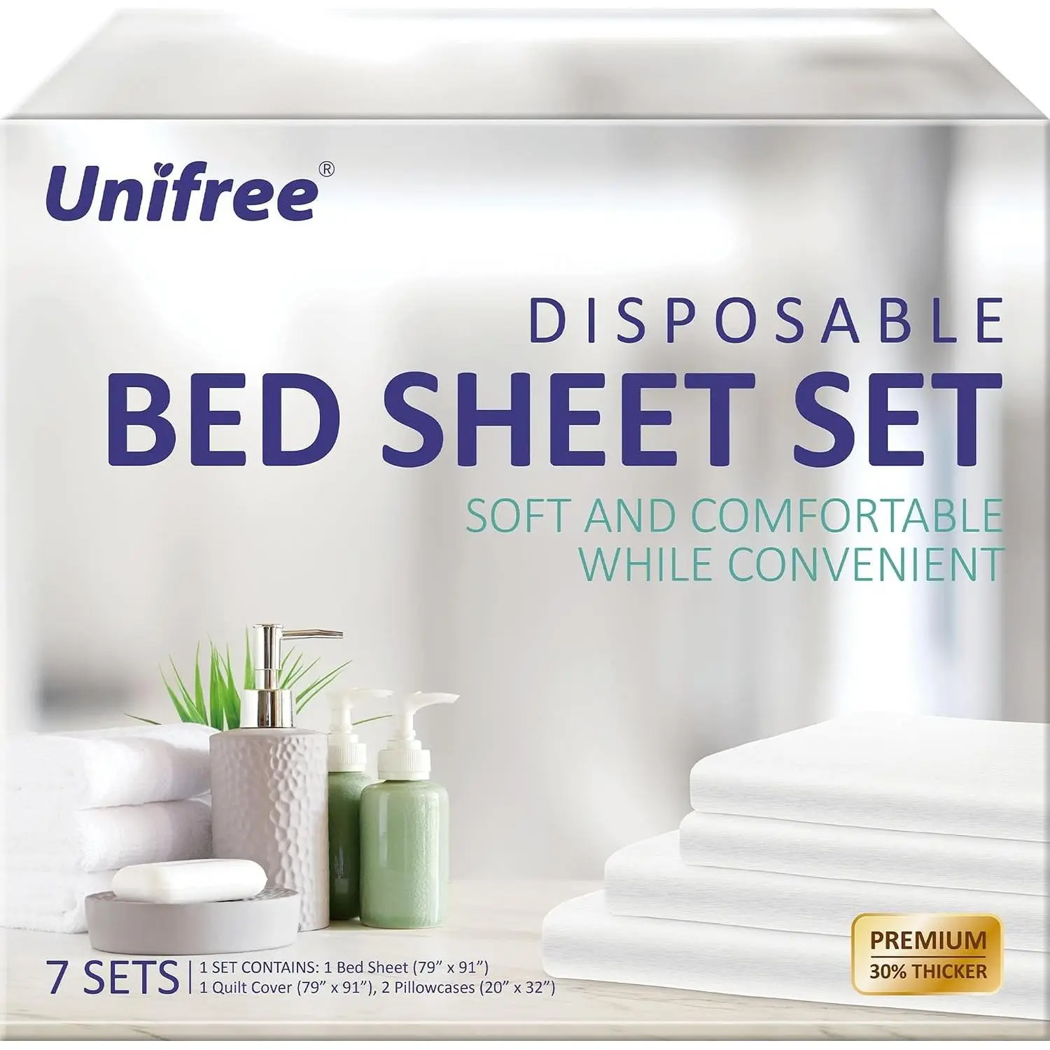 7 Sets Disposable Bed Sheets, Travel Sheets for Hotel, 79" *91" | King Size Portable Bedspread, SPA, 1Bed Sheet 1Quilt Cover 2Pillow CoversGift