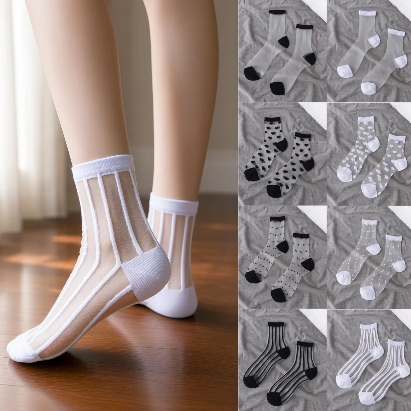2026 New 1 Pair Women Lace Mesh Socks Transparent Thin Crystal Silk Short Ankle Socks Breathable Lightweight Invisible Low Cut for Summer Flats Loafers Boat Shoes Daily Office Party Gift UK tiktokshopbacktoschool