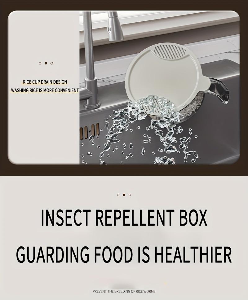 1 Pc Large Capacity Automatic Rice Dispenser, Food Grade Plastic Moisture-Proof Insect-Proof Sealed Tank, One‑Key Quantitative Rice Output, Home Kitchen Countertop Grain Storage