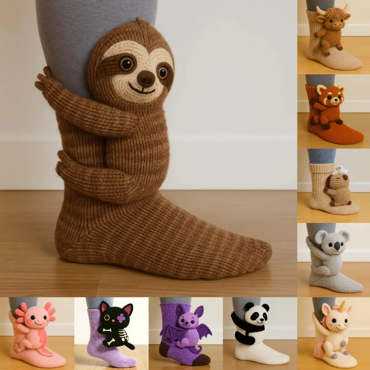 2026 New Women man 3D Animal Socks 13 Cartoon Styles Sloth Panda Rabbit Bear Cozy Mid Calf Soft Hand Washable Floor Socks Gift Set Comfortable Low Cut Tube Fluff