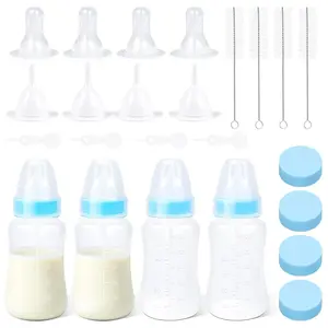 Puppy Kitten Nursing Bottle 4oz - Small Animal Feeding Kit with Nipples Hand Feeding Supplies for Puppies, Kittens, Rabbits, Ferrets & Newborn Pets