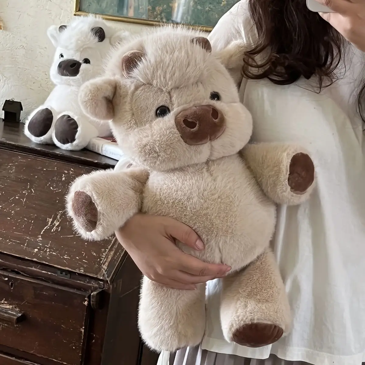 Cute Plush Toy Scottish Highland Cow, Cow Stuffed Animal, Soft and Light, Soft Huggable, Perfect Gift for Girls, Valentine's Day, Easter, Birthday