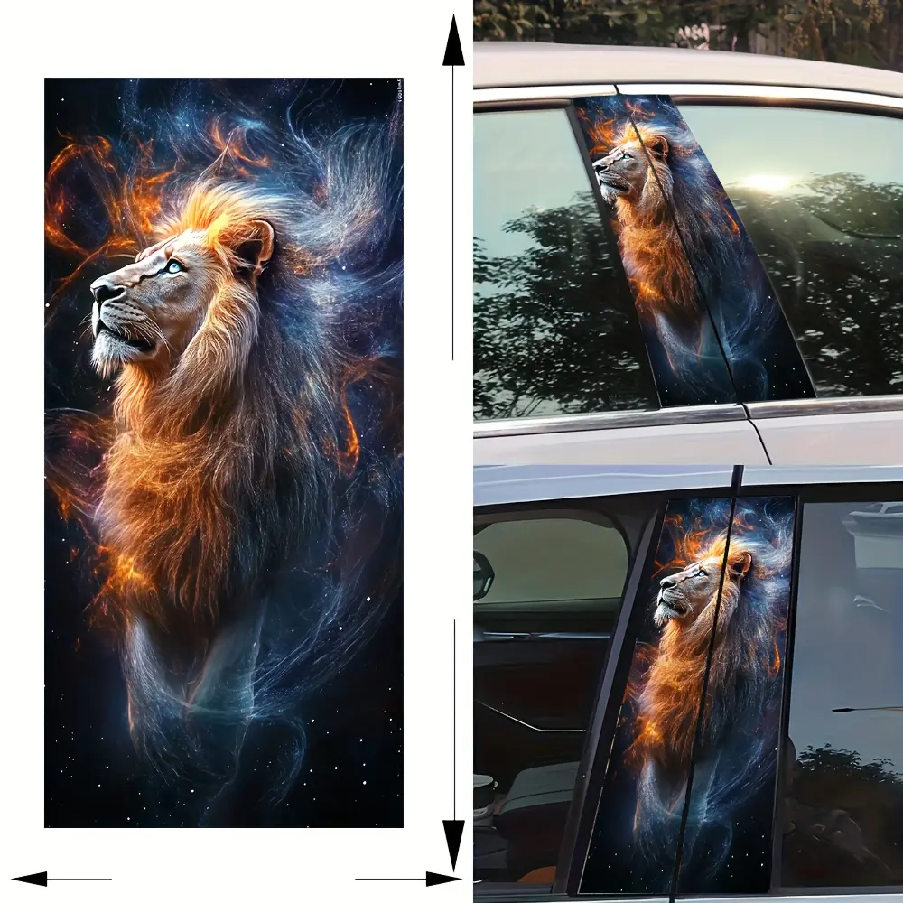 2pcs Majestic Cartoon Lion Vinyl Stickers - Semi-Matte, Self-Adhesive & Waterproof for Cars, Laptops, Helmets & More