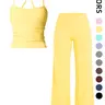 Women's Outdoor Sports Tank Top and Pants Set, with Padded Bra, Ideal for Daily Commute, Yoga, Fitness, Leisure, Vacation, Athletic Yoga Set, Active Wear