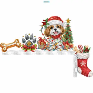 2D FLATWooden Christmas Theme DIY Diamond Handmade Top Door Frame Corner Sign Mosaic Rhinestone Drawing Door Corner Frame Decor for Party OrnamentSpark Your Inner Artist: DIY Diamond Painting Kits for Creative Joy & Stunning Art!
