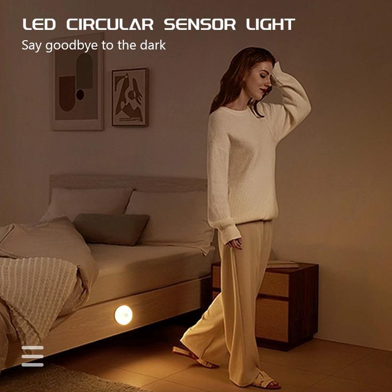 3-Piece LED Motion Sensor Rechargeable Night Light, Home Decor Lighting, Round Night Lighting, Ideal for Bedroom, Kitchen, Hallway, Closet, Bedside, Office Space