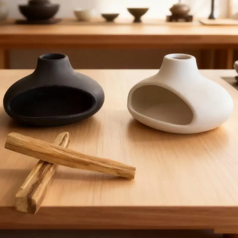 Palo Santo Incense Holder for Burning, Incense Burner, Bakhoor Burner, Large Smudge Bowl with Heat-Resistant Ceramic Ash Catcher, Safety Stand & Extinguishing Lid Spiritual Cleansing Fragrance Gift for Sage, Resin, Herbs, Reiki, Yoga, Meditation