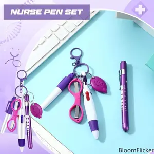 Nurse Stationery Gift Set, Retractable Ballpoint Pen with Nurse Pendant, Pocket Scissors & Highlighter Combo, Portable Medical Writing Supplies, Perfect Nurse’s Day Present & Healthcare Worker Daily Accessory