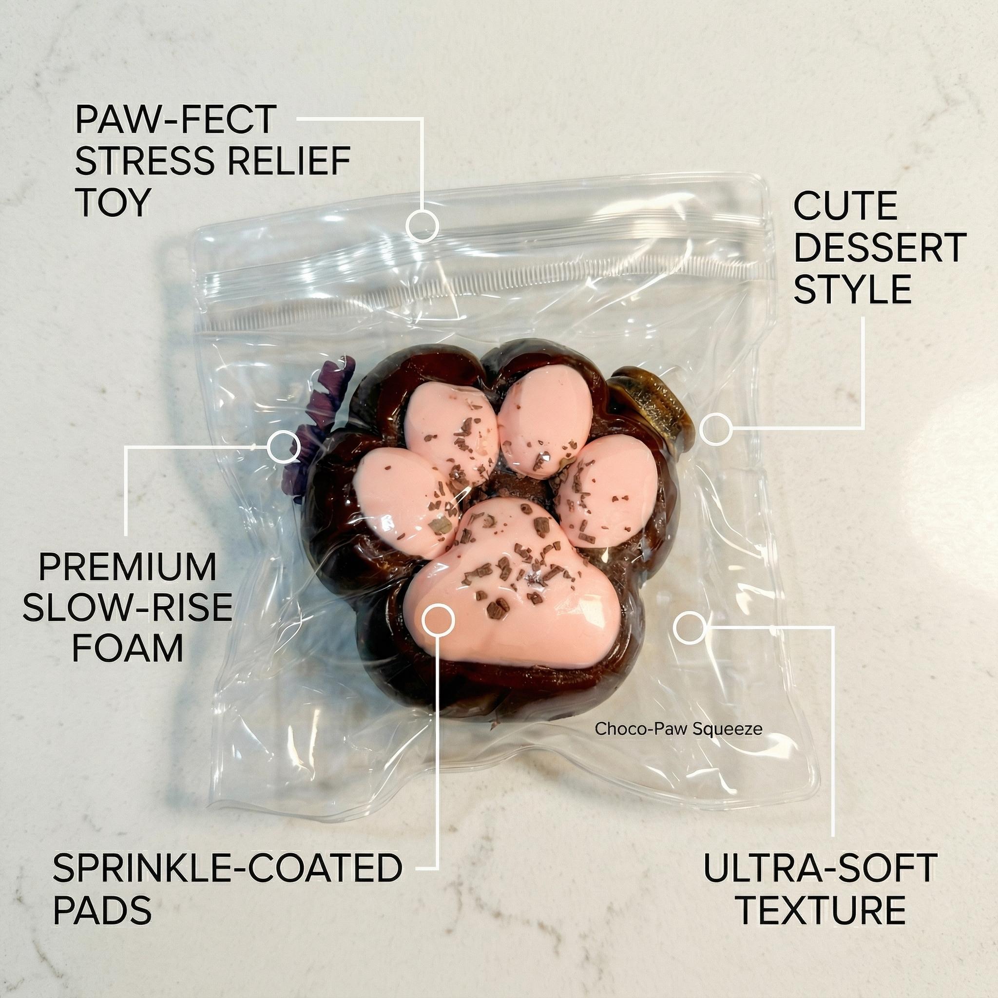Final Sale | Chocolate Cat Paw Squishy - Food-Grade Silicone Slow-Rising Rebound Squishy Fidget Toys for Stress Relief - Soft Squeeze Toys with Thick Creamy Slime Texture, Handmade Non-Toxic Sensory Toys