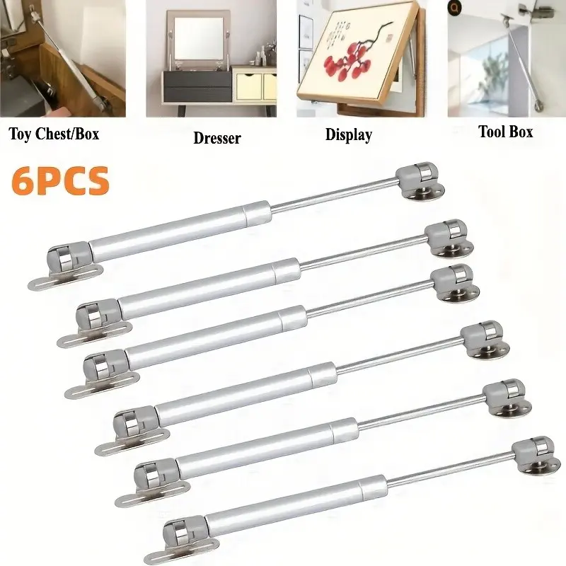6-Pack Hydraulic Gas Springs, Bed Support Rods, Cabinet Lift Assist, Adjustable Pneumatic Cylinders, Door Hinges, Home Organization Tools