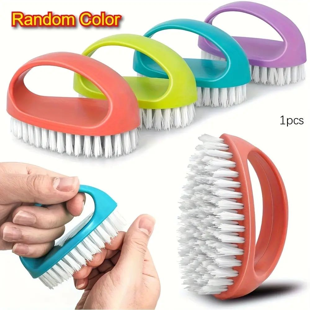 Powerful Nail Cleaning Brush, Round Handle Portable Durable Multi-Function Manicure Brush, Nylon Bristles, Non-Slip Grip, for Fingernails & Toenails, Nail Brushes