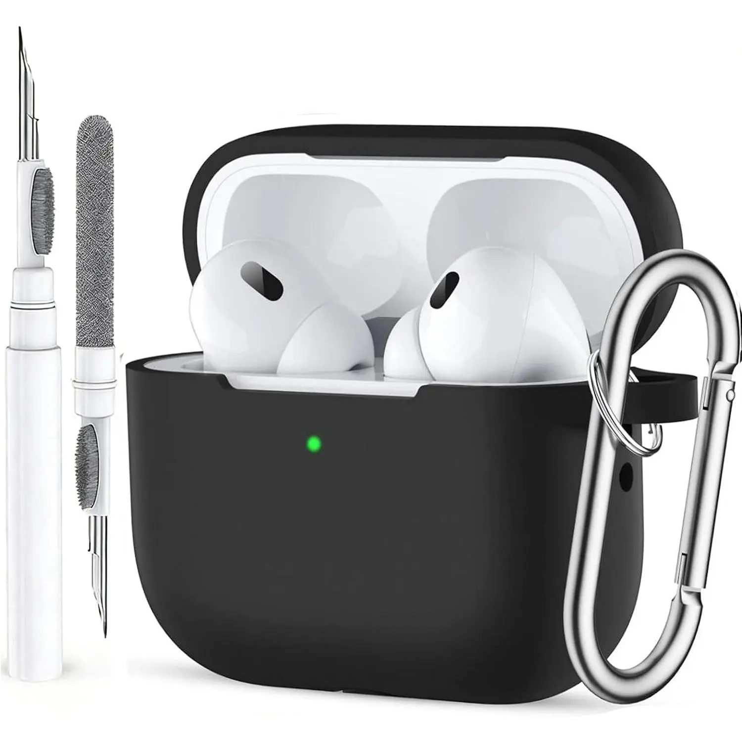 Case for Airpods Pro 2/1 Gen Cover for Men Women Girl, Compatible Airpods Pro 2nd/1st Generation Case, Soft Silicone Apple iPod Pro Gen Protective Cover Skin with Keychain Cleaner Pen,Black