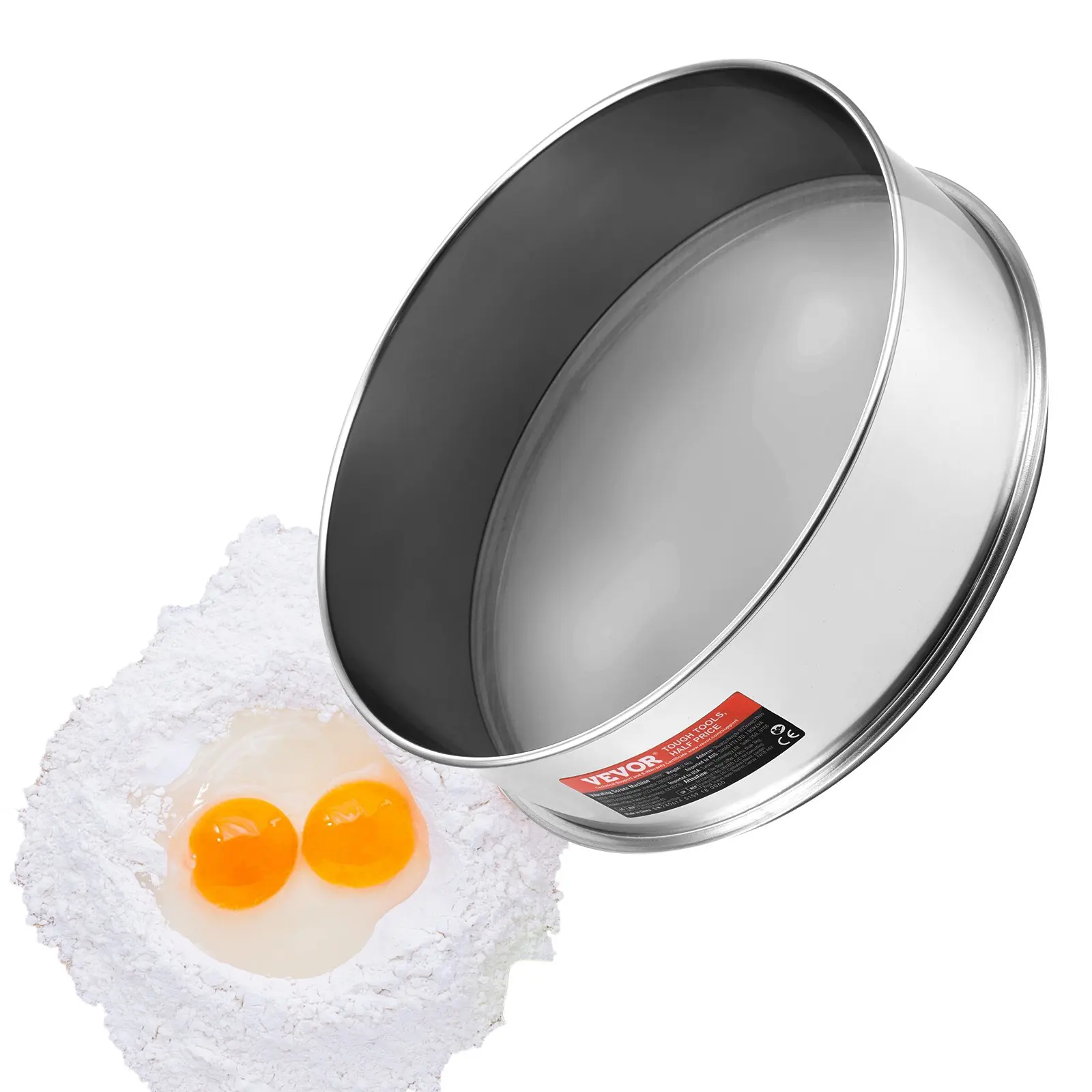 【toolupgrade】VEVOR 304 SS Round Stackable Fine Sifting Sieve, 12.6" Food-Grade Stainless Steel Strainer with 5 Mesh Sizes (Including 150 Mesh) for Baking, Mungbean, Rice, Pearl Powder