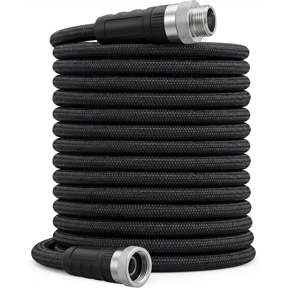 50 FT Non-Expandable Garden Hose, Lightweight Water Hose | TPE Inner Tube, Anti-Kink Braided Layer & Reinforced Aluminum Connectors for Watering, Car Washing & Outdoor Cleaning