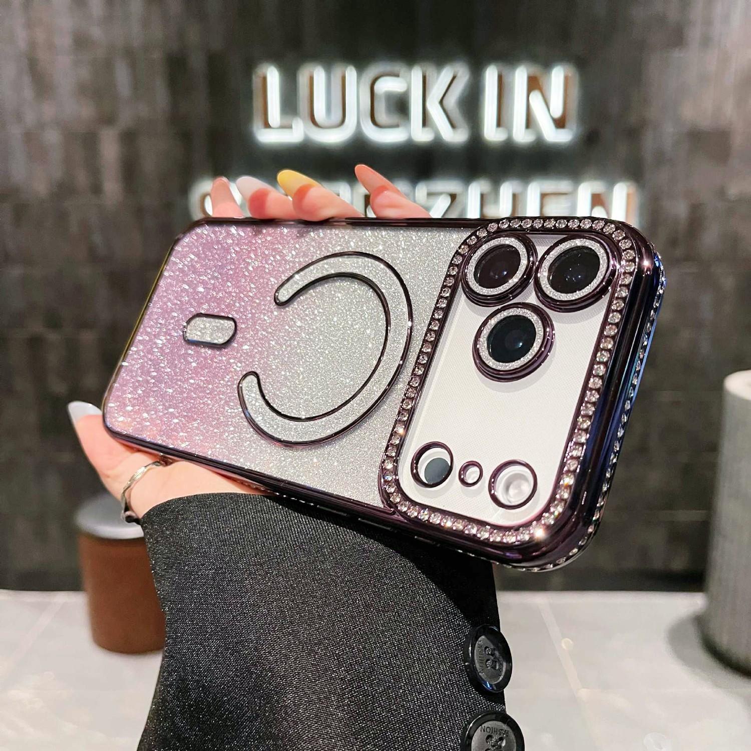 OREKROY Luxury Bling Glitter Case for iPhone 17 Pro Max, 17 Air, 17 Pro, 16, 15, 14, 13, 12 Pro Max – MagSafe Compatible, Sparkle Rhinestone Diamond Protective Case, Shockproof, Camera Lens Protector, Premium Plating, Perfect for Women & Girls