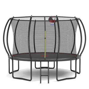 YC 12FT trampoline Pumpkin- ladder-Black Red