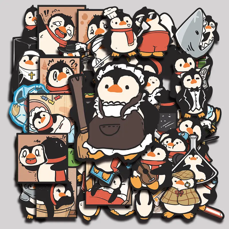 50PCS Funny Penguins Aesthetic Vinyl Stickers Pack for Laptop Water Bottle Phone Case Skateboard Journal Scrapbook DIY Decoration