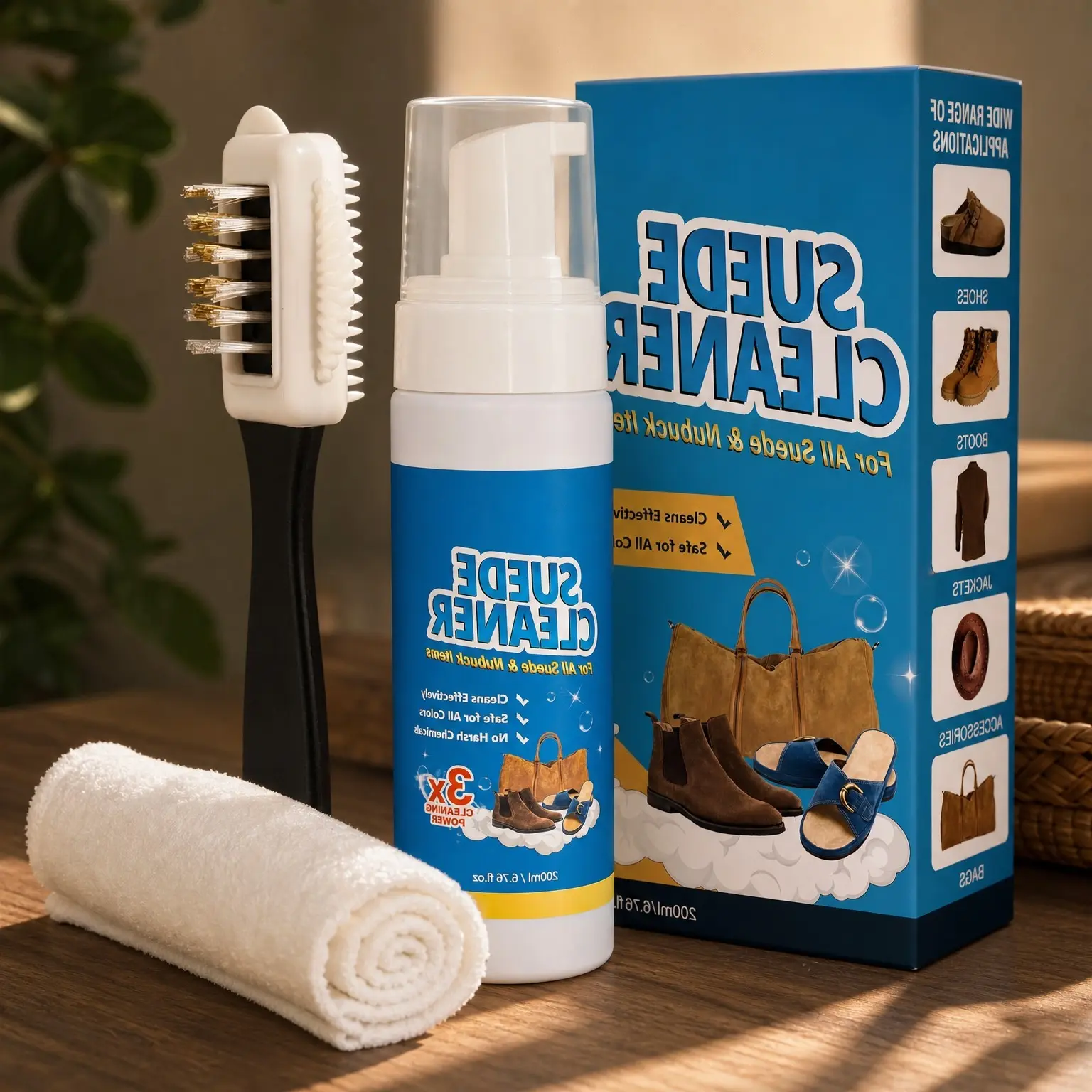 Suede & Nubuck Cleaner Kit 6.76 oz with Brush & Towel for Shoes, Boots & BagsGift