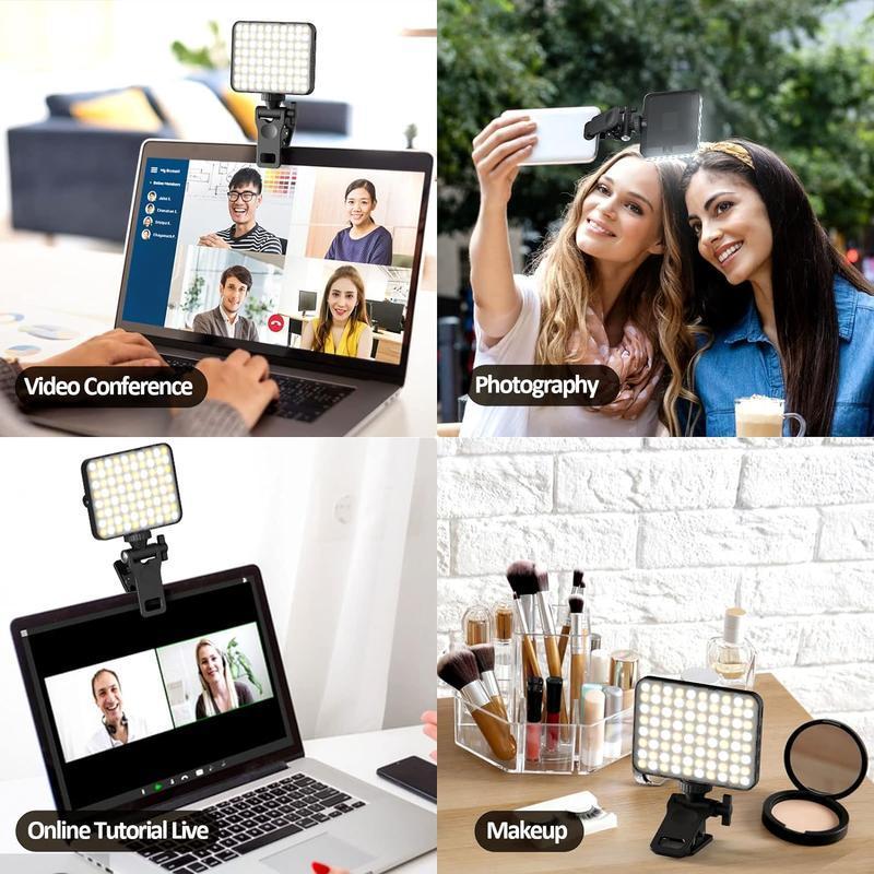、Rechargeable Selfie Light &  Phone LED Light with Adjustable Brightness, Perfect for Selfies, Makeup,Live Streaming & Video Conferencing