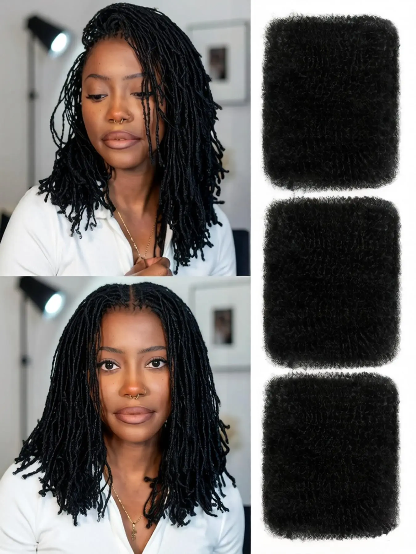 3pcs Human Hair Afro Kinky Curly Bulk for Braiding, 3 Bundle 30g/PC Braids Hair, No Weft, Ideal for Styling and Extensions, Human Hair Bundles