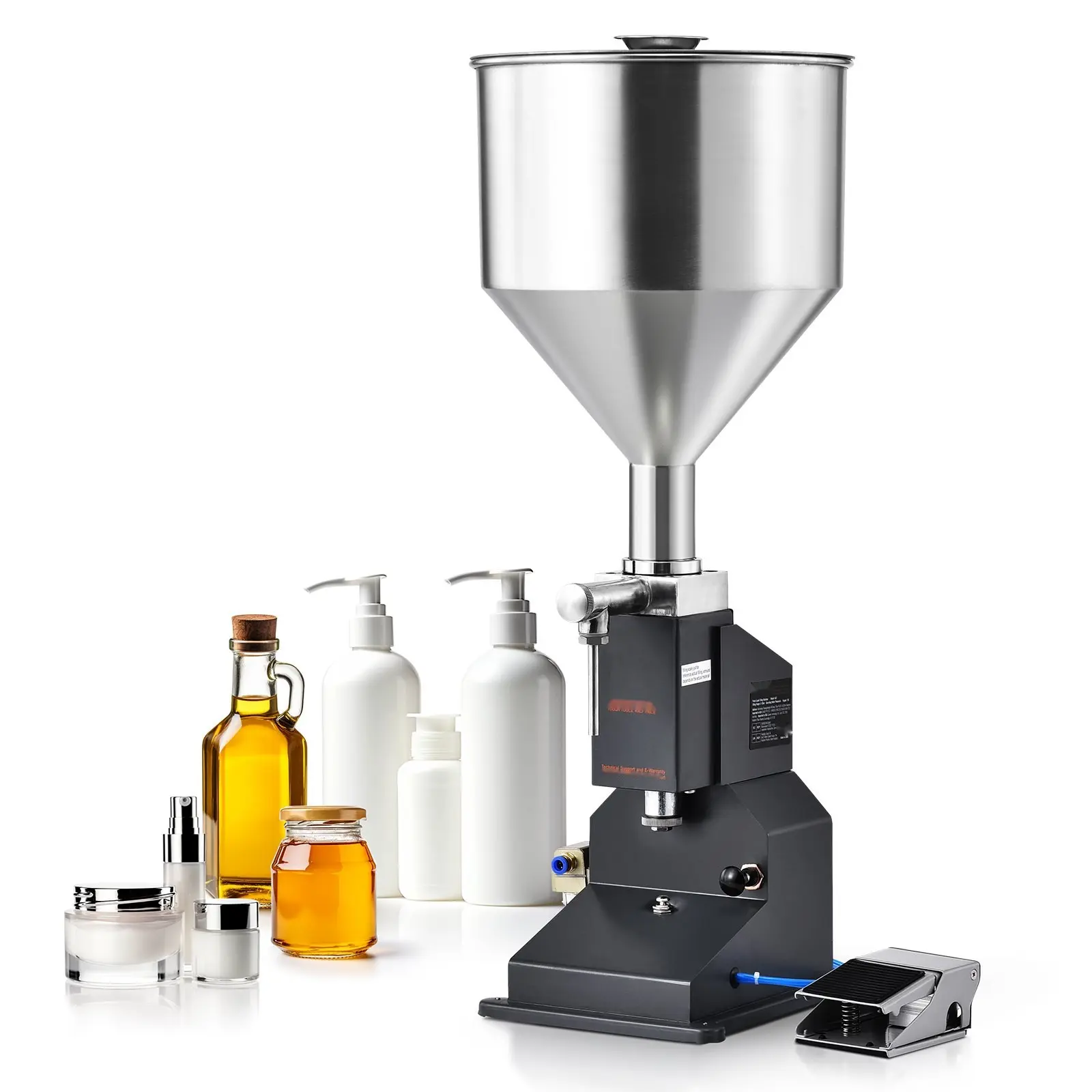 Pneumatic Paste Liquid Filling Machine For 5-50ml Bottles, Stainless Steel Bottle Filler With Pedal, Manual-Assist Liquid Filler System For Milk, Water, Juice, Essential Oils, Shampoo, Cosmetic Cream, Honey And Lotion