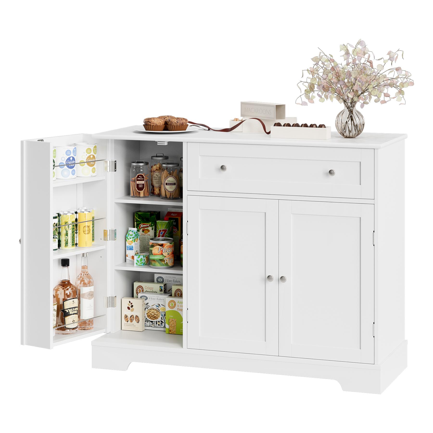 HOSTACK Buffet Cabinet with Storage, Modern Sideboard Buffet with Doors, Wood Coffee Bar Kitchen Storage Cabinet with Drawer and Adjustable Shelf