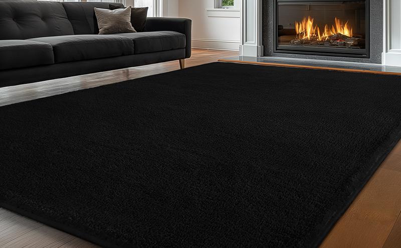 FAMVAL Large Size Plush Rugs Big Fluffy Area Rug Non-slip Soft Shaggy Ultra-comfortable Carpet Mats for Livingroom Bedroom Nursery Home Decor Black Christmas gifts