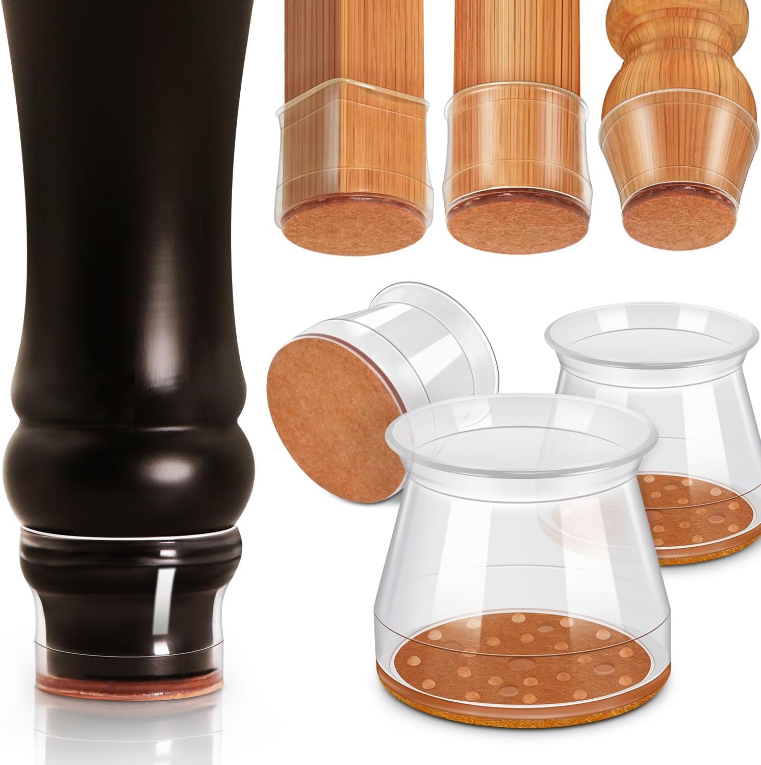 Silicone Chair Leg Floor Protectors, Silicone Felt Furniture Leg Pads Caps Covers for Hardwood Floors ,Rubber Chair Leg Protectors for Hardwood Floors