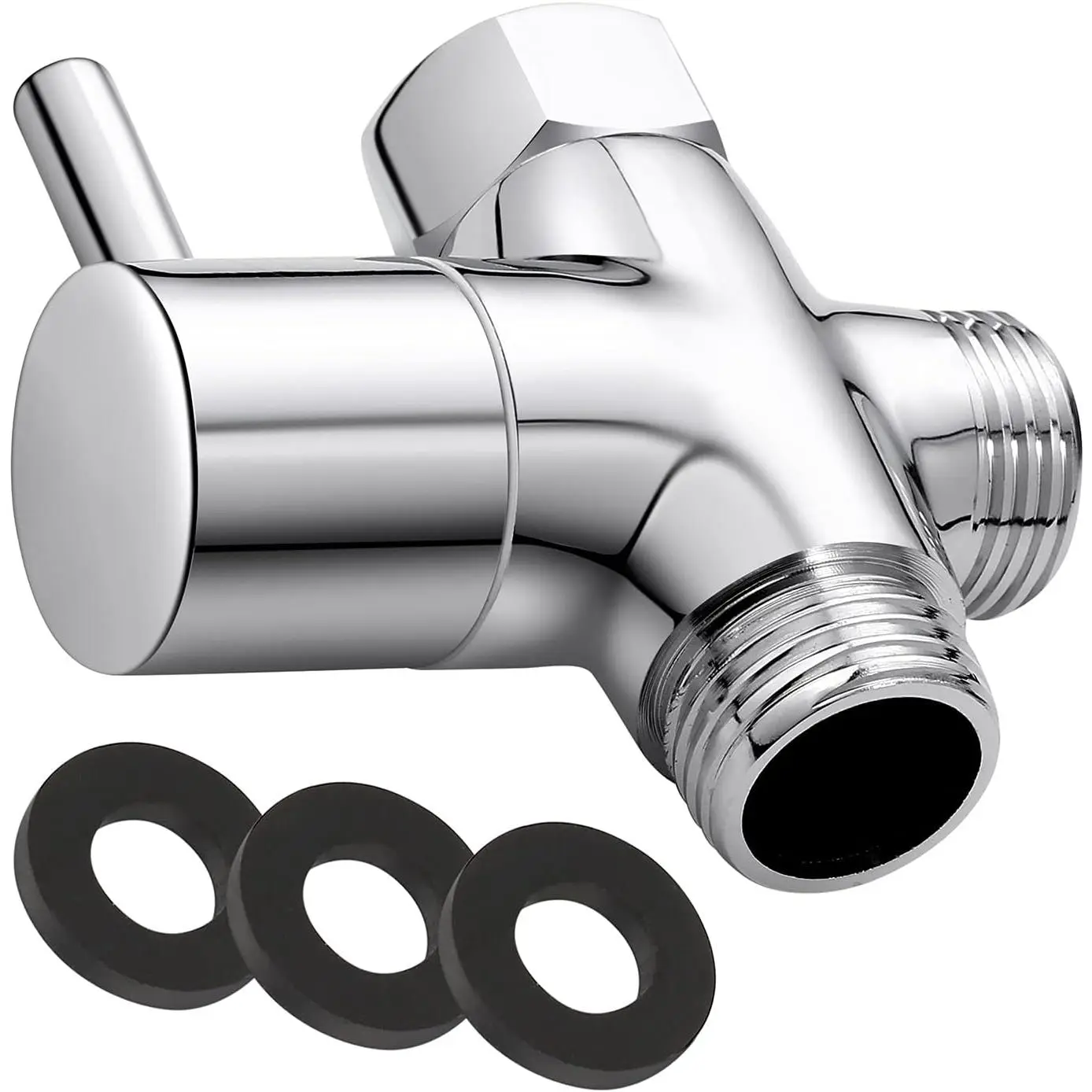 G1/2" Shower  Diverter Valve, Solid Brass Shower Arm Diverter Valve for Hand Held Showerhead and Fixed  , 20mm Diameter 3-Way  Shower System  Part (Chrome Finish)