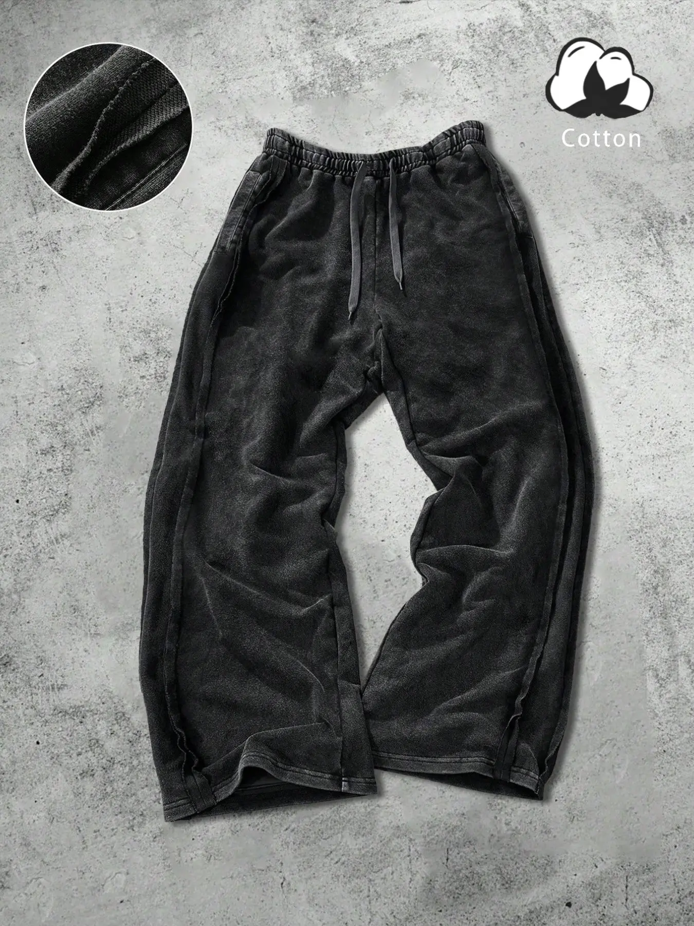 Men's Plus Size Street Style Pants 2xl-6xl, Cotton Minimalist Sweatpants, Loose Fit Wide Leg, Drawstring Waist, Casual Fashion, Casual Comfy Trouser