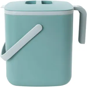 Kitchen Compost Bin [5L / 1.32 GAL] – Filter-Free, Odor-Tight Countertop Food Waste Pail with Handles (Made in Korea, Green)