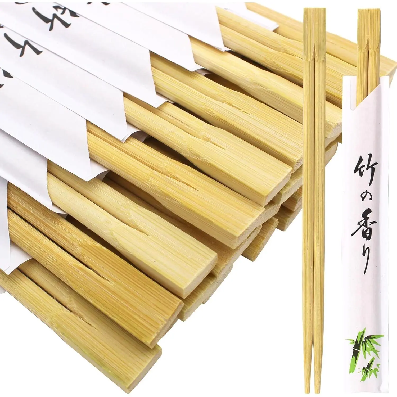 100 Pairs 9 inches Smooth Disposable Bamboo Chopsticks Individually Wrapped for Sushi Noodles Splinter-Proof Design