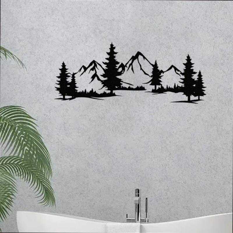 Mountain & Tree Pattern Wall Art, Rustic Forest & Mountain Wall Decor, Artistic Nature Wall Decor for Home Living Room Bedroom Farmhouse, Gift