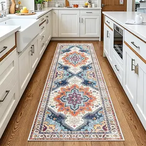 Bohemian Persian Pattern Kitchen Runner Rug, American Country Hallway Carpet, Non-Slip Mat, Moroccan Retro Mandala Bedside Rug, Home Decor Gift