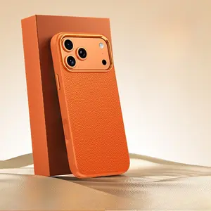 Compatible iPhone17promax 14/13/16/15  / 12 men and women following from magnetic suction bag drop all orange contracted litchi grain holster  lzw05