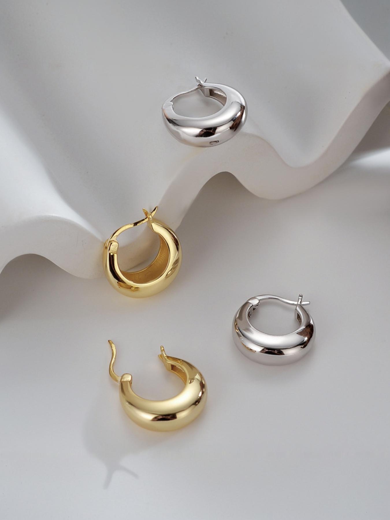 Golden/silver Teardrop Earrings, Fashionable Simple Design, Casual Style, Metal Chain Material, All Seasons Jewelry