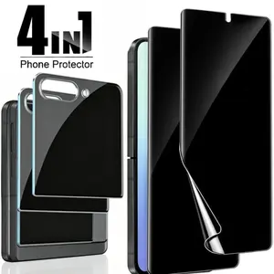 4 Pack Samsung Galaxy Z Flip 7/6 Privacy Screen Protector, 2 Pcs Inside Anti-Spy Soft Film, 2 Pcs Front Anti-Spy Glass, Case Friendly