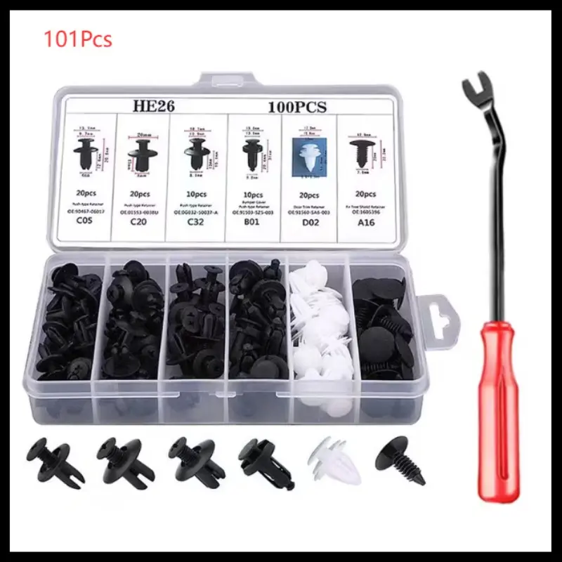 Car Bumper Repair Tool Kit, Car Accessory, Universal Plastic Rivet Fastener Clips, Car Body Push Retainer Pin Rivet Bumper Door Trim Panel Retainer Fastener Kit, car bumper fasteners, Body Screw, suitable for Toyota and universal models, Car Maintenance