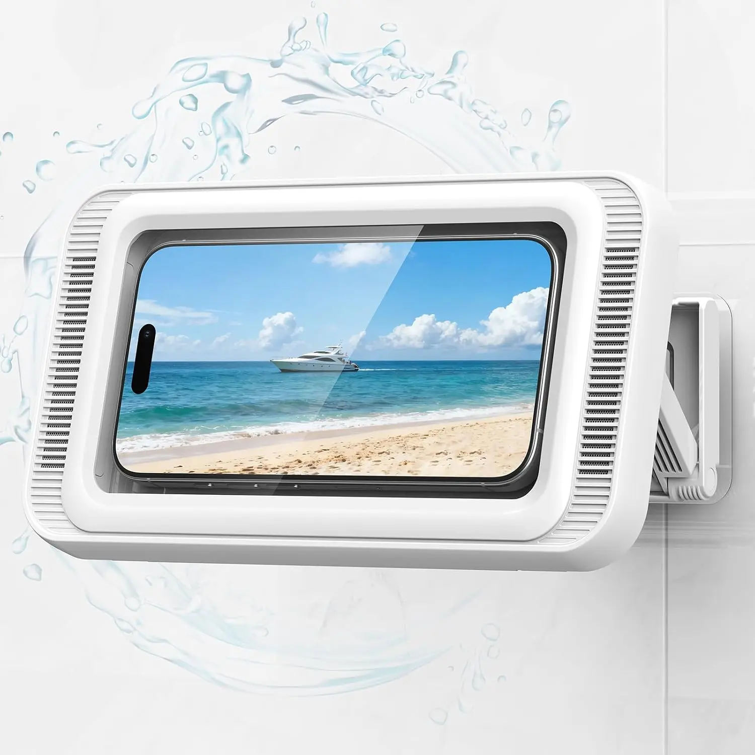 Shower Phone Holder  with Speaker,  Phone Holder for Shower with 480° Adjustable【 Sound Quality】   Screen  & Anti-Fog Phone Mount