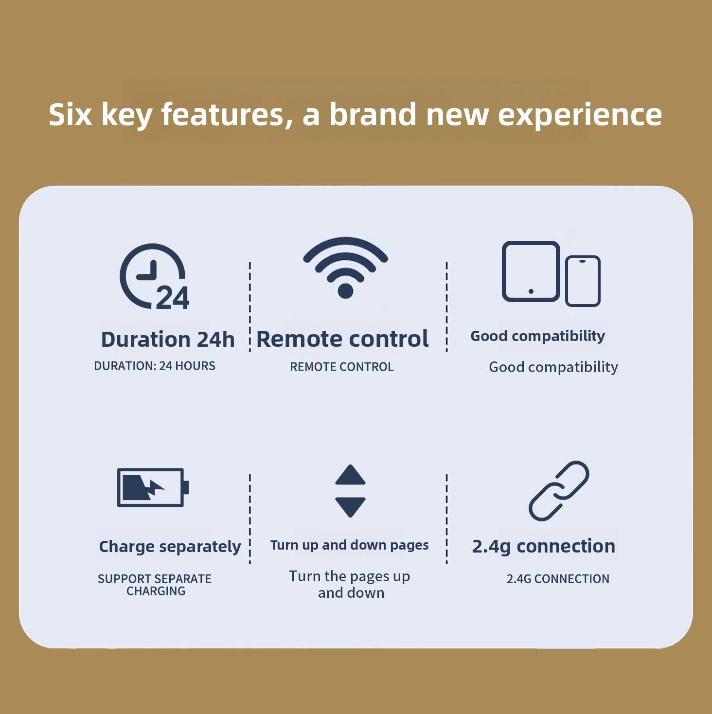 Versatile Wireless Page Turner & Camera Remote for Kindle, iPhone, iPad & Android Tablets with Rechargeable Lithium Battery & USB Charging