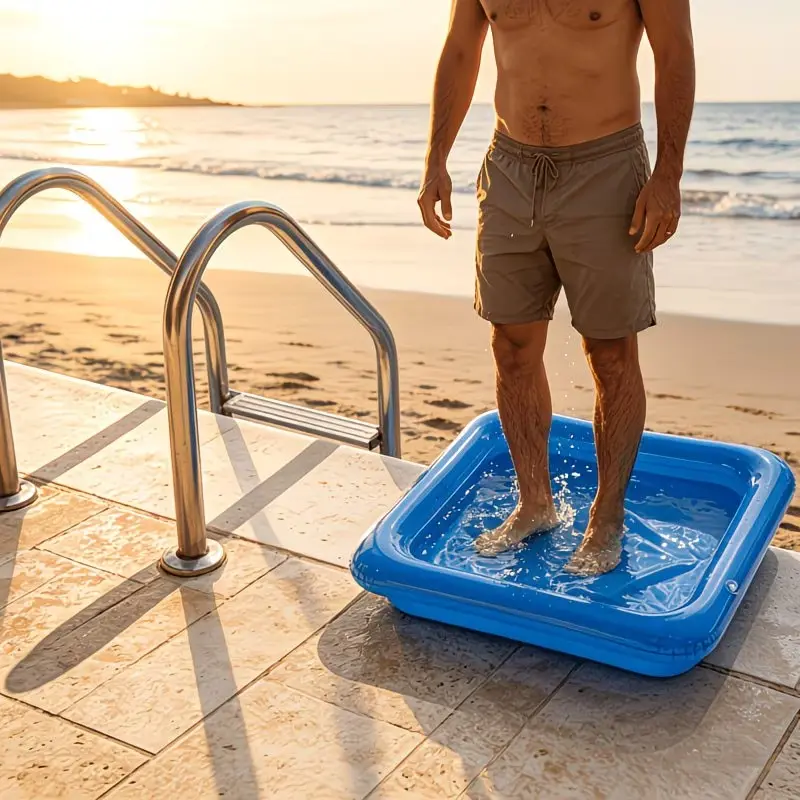 Portable Foldable Pool Cleaning Basin, Essential for Pool Maintenance, Also Use as Collapsible Foot Bath and Post-Swim Clean-Up Bowl, No Air Pump Included
