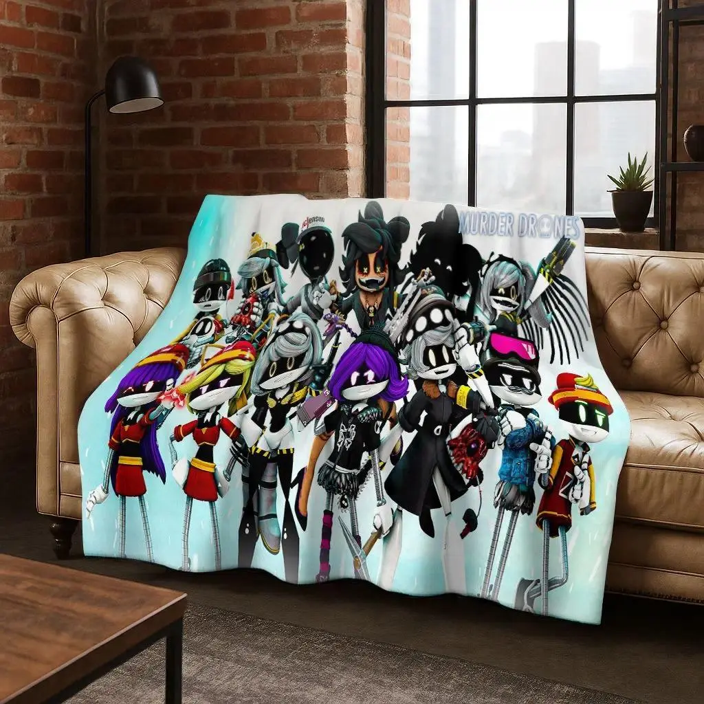 Murder Drones Uzi Robot Microfiber Poly Flannel Blanket - Multi-Size (50x60in, 60x80in), Wrinkle-Resistant, All-Seasons Soft Cozy Throw, Futuristic Print, Home & Travel Use, Birthday Gift Option, Velvet Texture