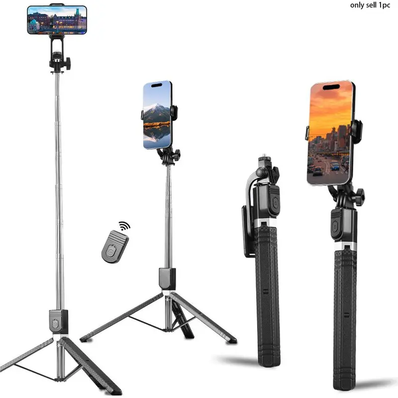 Portable Selfie Stick Tripod, Retractable Phone Tripod with Remote Control, Adjustable Phone Stand for Video Recording, Selfie Accessories for Travel, Travel Gadgets, Cellphone Selfie Accessory, Cellphone Accessories, Tripod Stabilizer