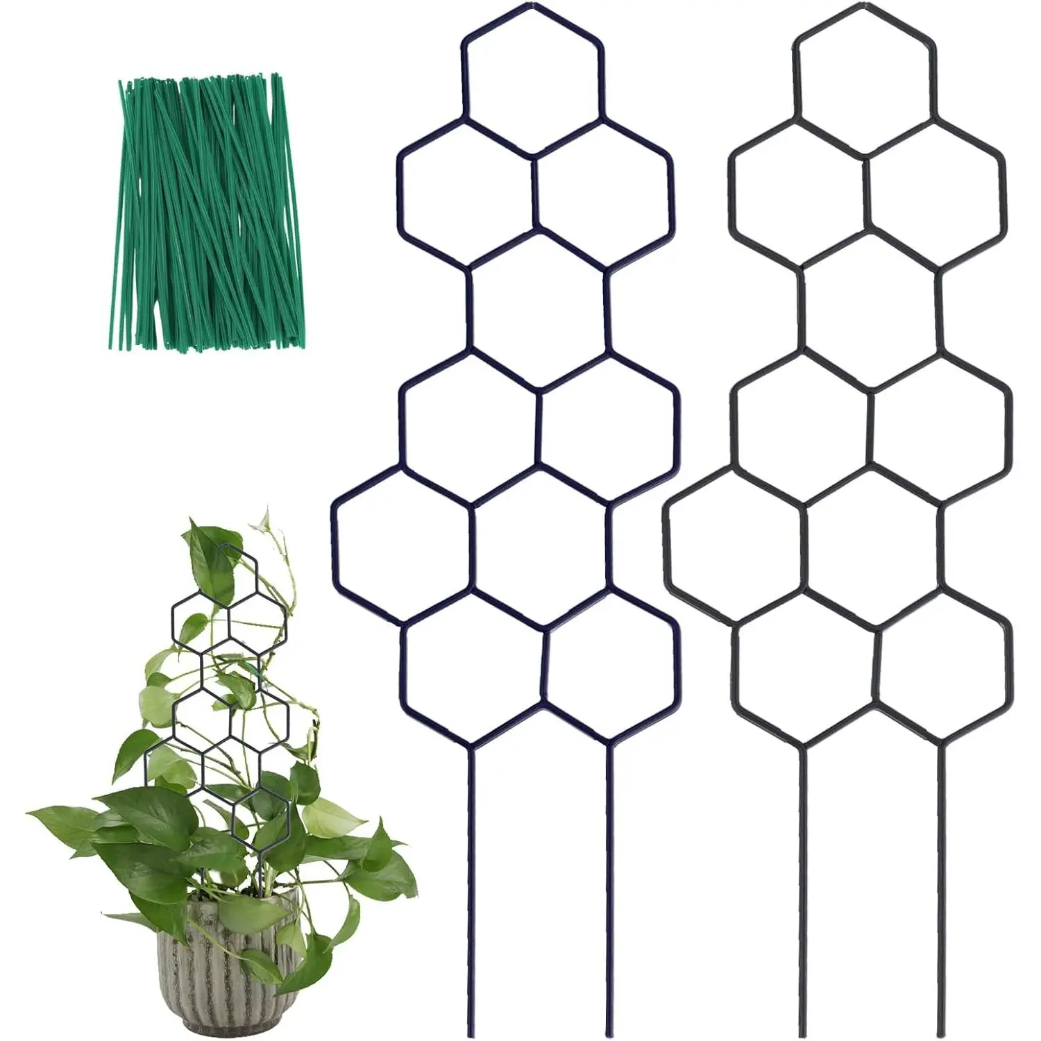 Small Trellis for Potted , 15.94 inch Metal  Trellis for Climbing  Indoor Pot  Shape Lattice for Ivy Vines Hoya Houseplants Flower 2 Pack